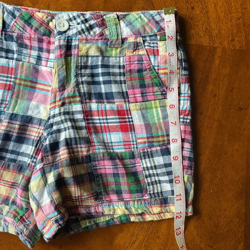 J. Khaki madras shorts cotton multicolor plaid girl 12